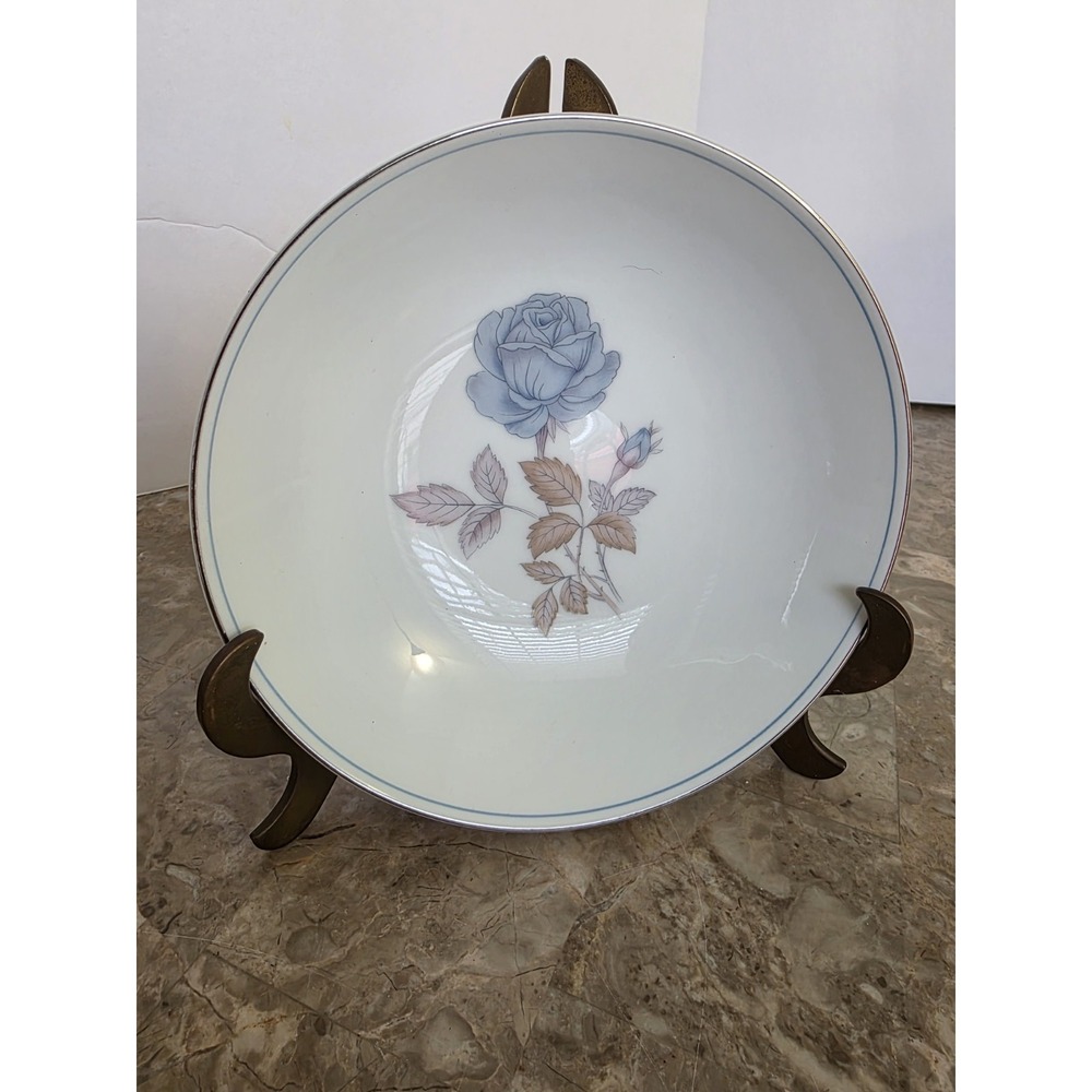 Vintage Alice Blue‎ Sango Blue Rose Salad Dessert Plate Platinum Rims